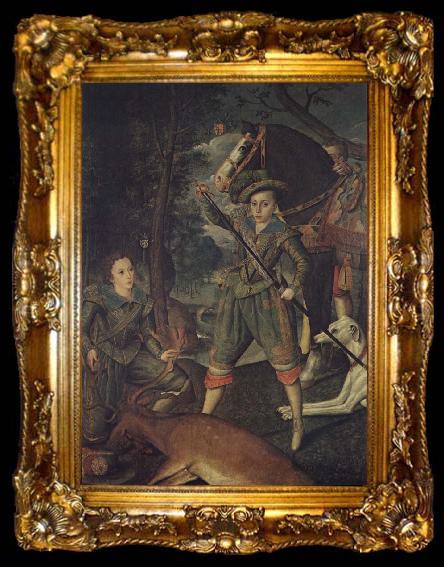 framed  Robert Peake the Elder Henry Frederick,Prince of Wales and Sir John Harrington, ta009-2